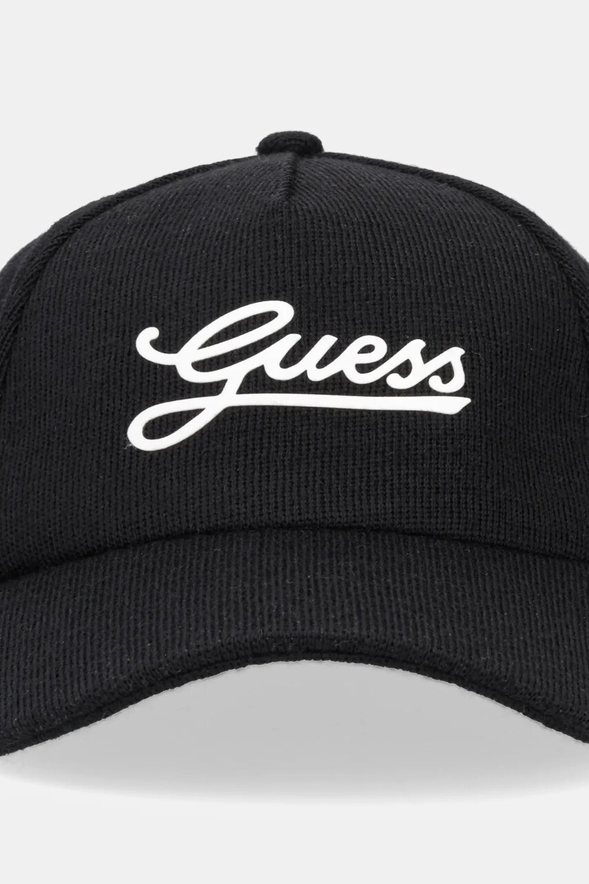 Кепка з домішкою вовни Guess колір чорний з аплікацією AW5182 WOL01