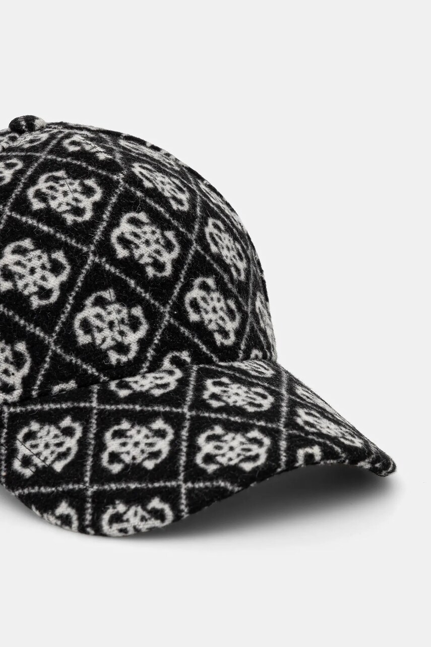 Кепка з домішкою вовни Guess колір чорний візерунок AW5186 POL03