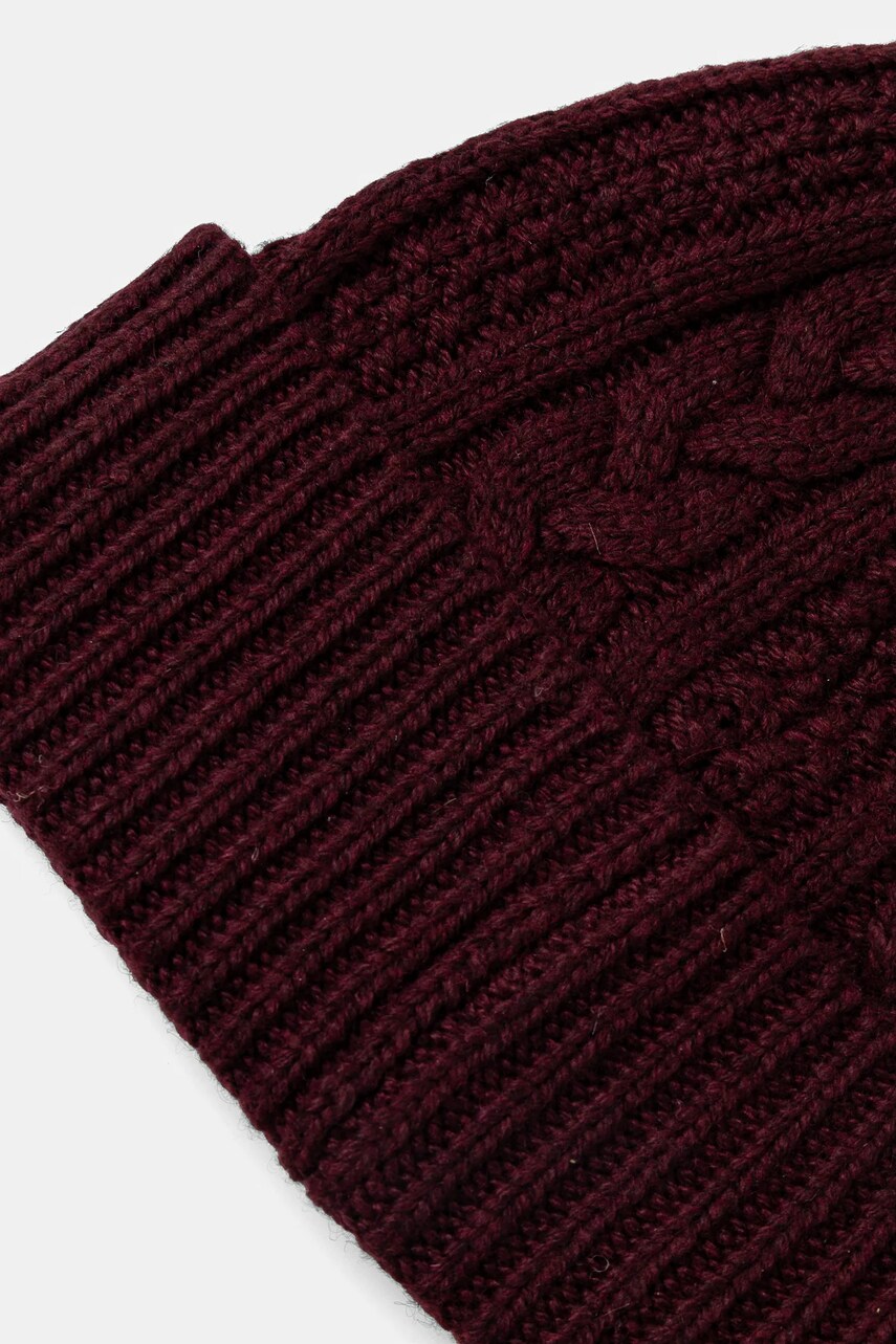 Шапка з домішкою вовни Lauren Ralph Lauren колір бордовий з товстого трикотажу 454960084