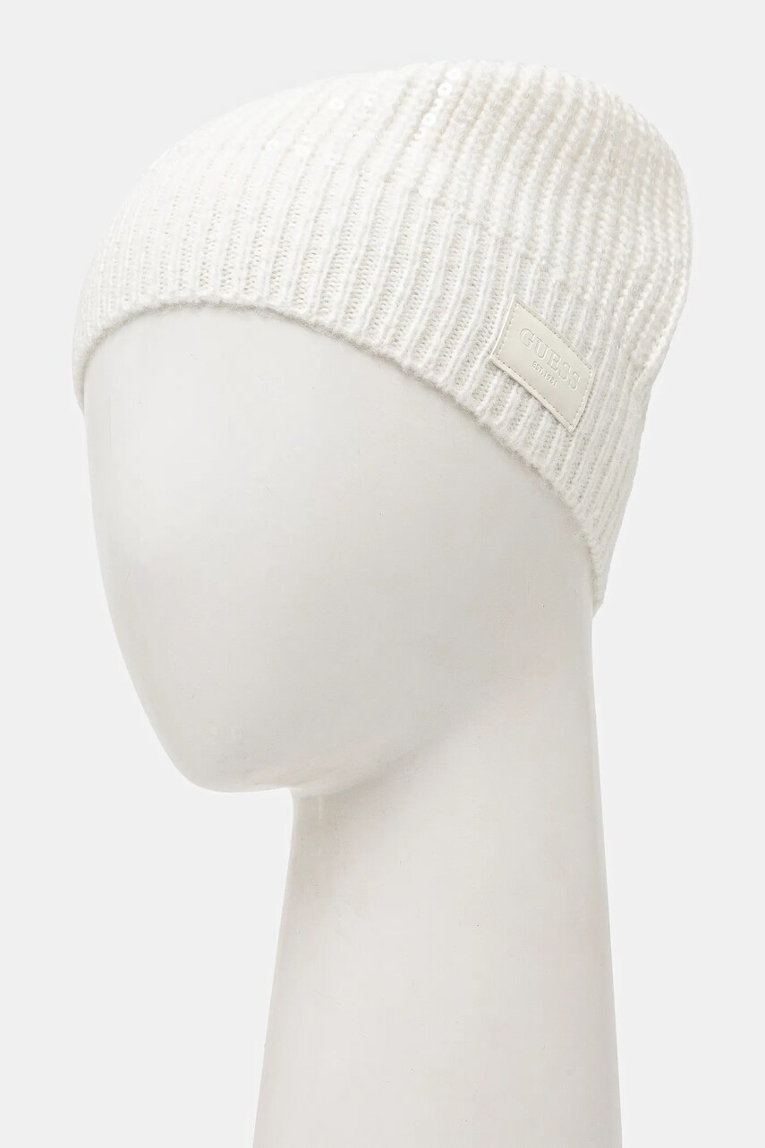 Шапка з домішкою вовни Guess RILEY колір білий з тонкого трикотажу W4BZ26 Z3J92