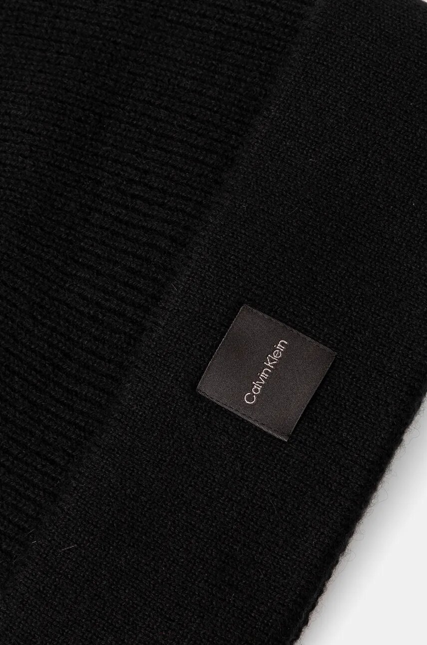 Вовняна шапка Calvin Klein колір чорний вовна K60K612584