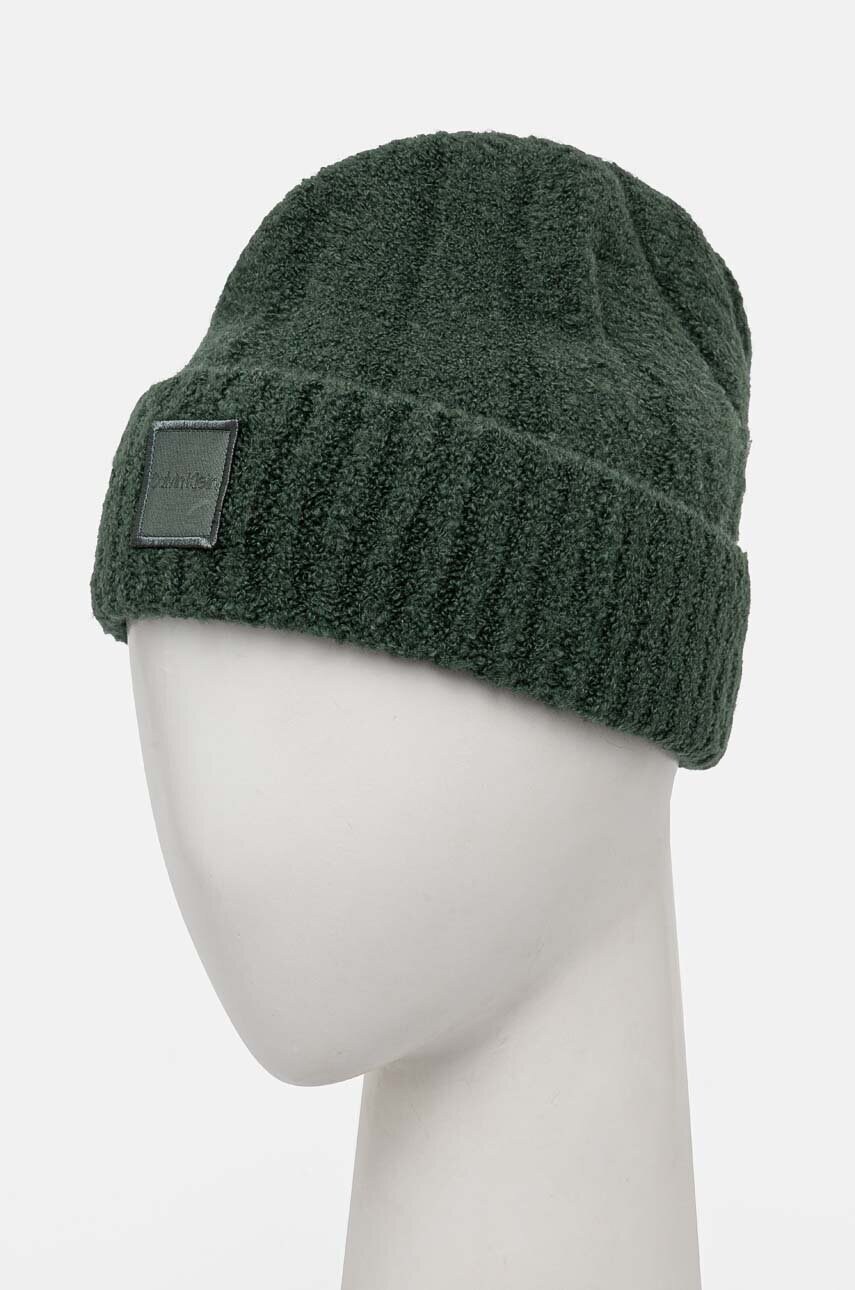 Шапка з домішкою вовни Calvin Klein колір зелений  K60K612596