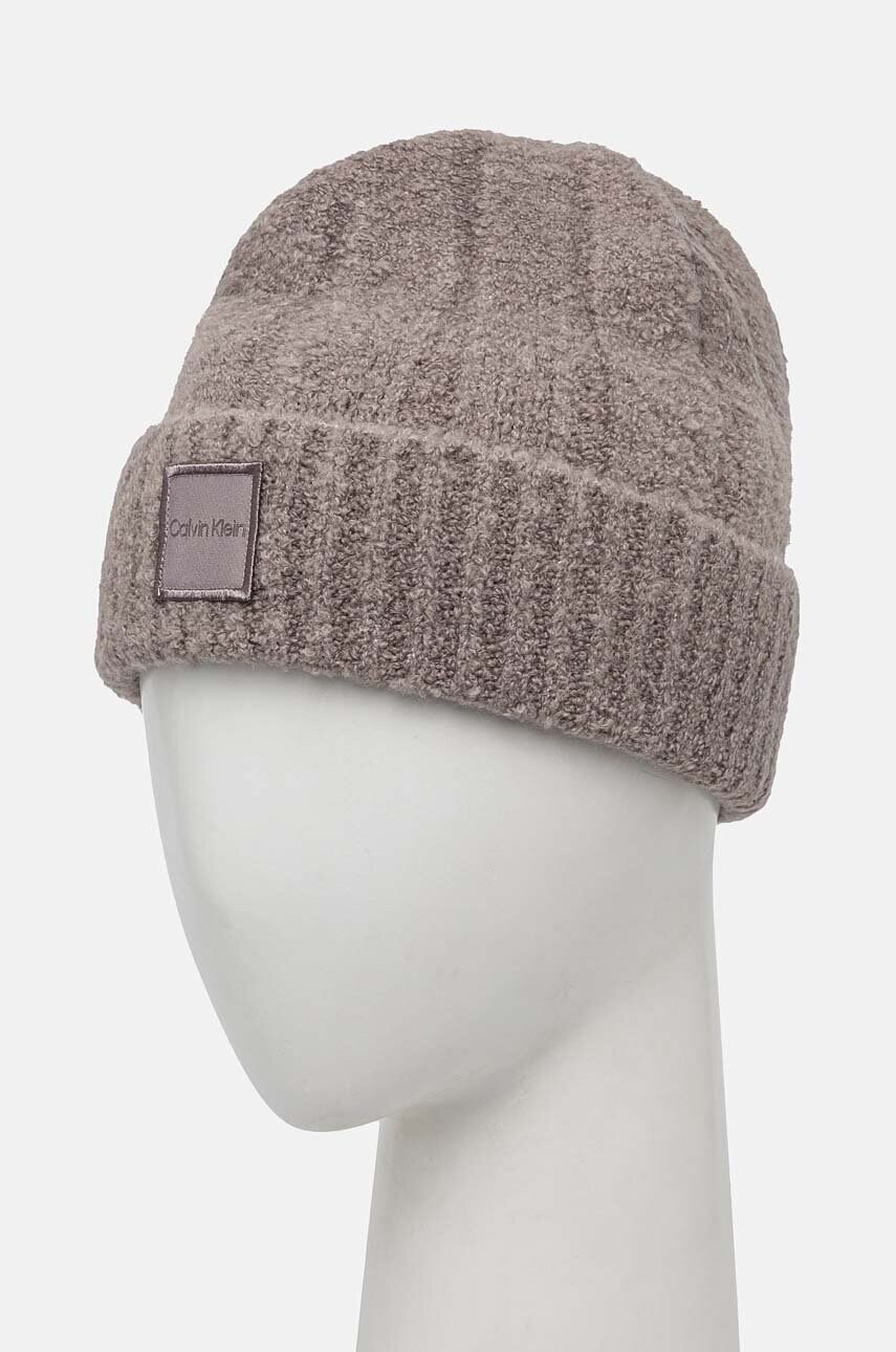 Шапка з домішкою вовни Calvin Klein колір сірий  K60K612596