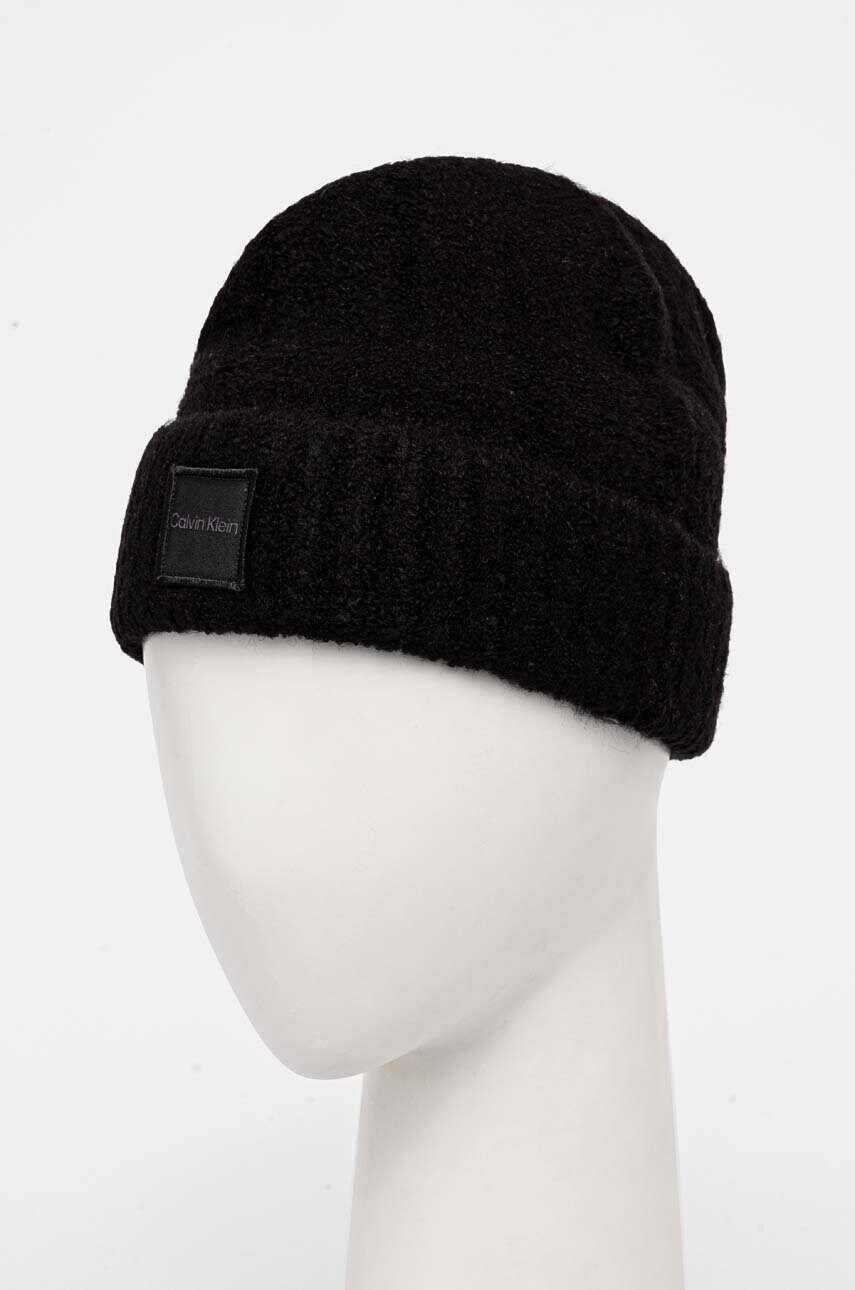Шапка з домішкою вовни Calvin Klein колір чорний  K60K612596