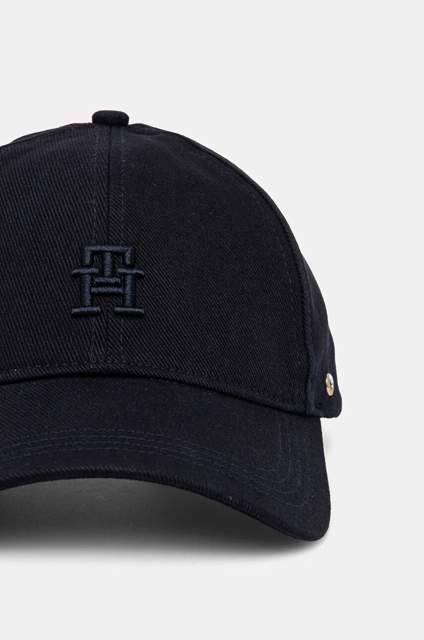 Бавовняна бейсболка Tommy Hilfiger колір синій однотонна AW0AW16621