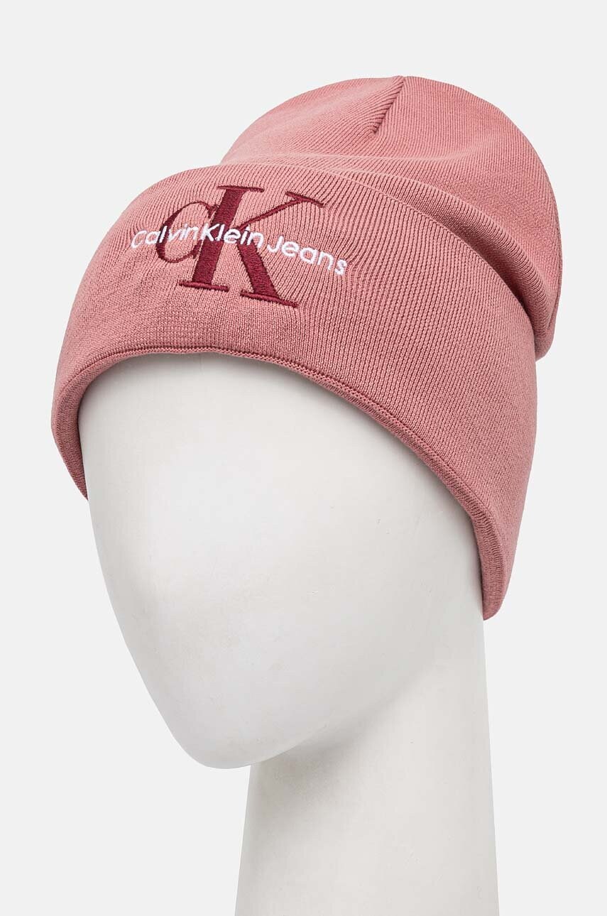 Бавовняна шапка Calvin Klein Jeans колір фіолетовий з тонкого трикотажу з бавовни K60K612668