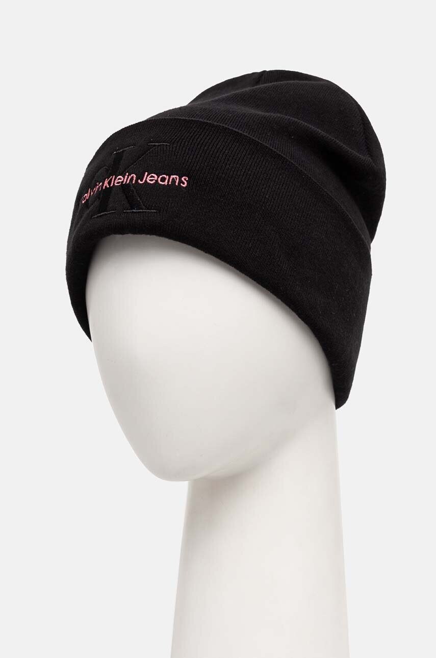 Бавовняна шапка Calvin Klein Jeans колір чорний з тонкого трикотажу з бавовни K60K612668