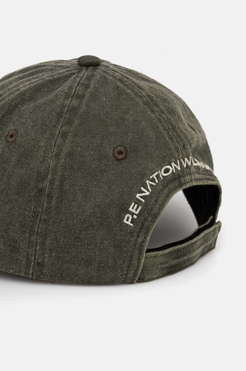 Бавовняна бейсболка P.E Nation Throwback Cap колір зелений з аплікацією 243A415