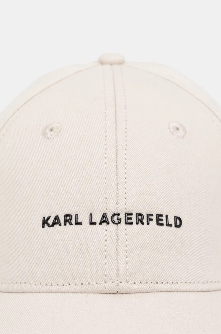 Бавовняна бейсболка Karl Lagerfeld колір бежевий з аплікацією 246W3404