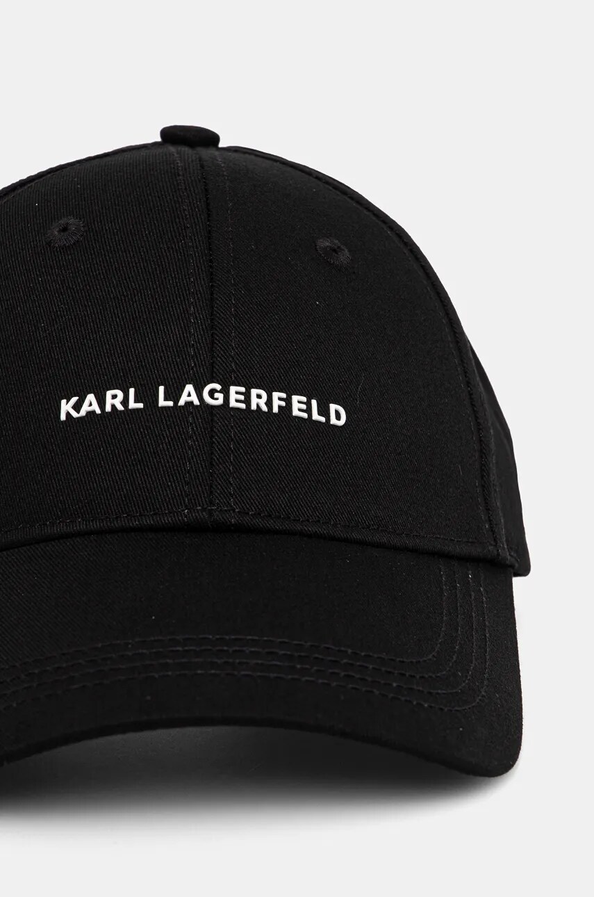 Бавовняна бейсболка Karl Lagerfeld колір чорний з аплікацією 246W3404