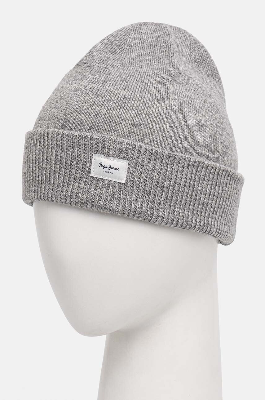 Шапка з домішкою вовни Pepe Jeans YELA HAT колір сірий з тонкого трикотажу PL040360