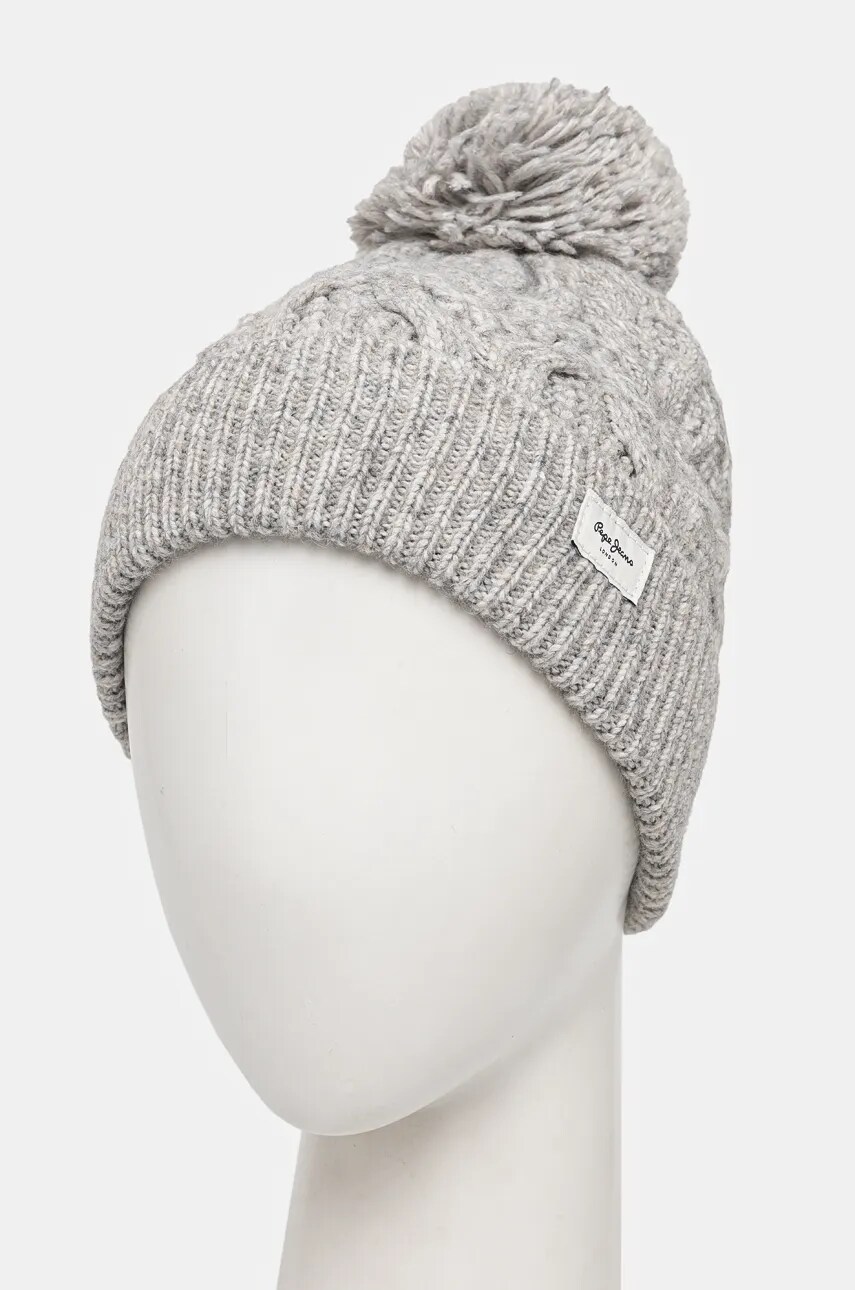 Шапка Pepe Jeans WALLIS HAT колір сірий з товстого трикотажу PL040353