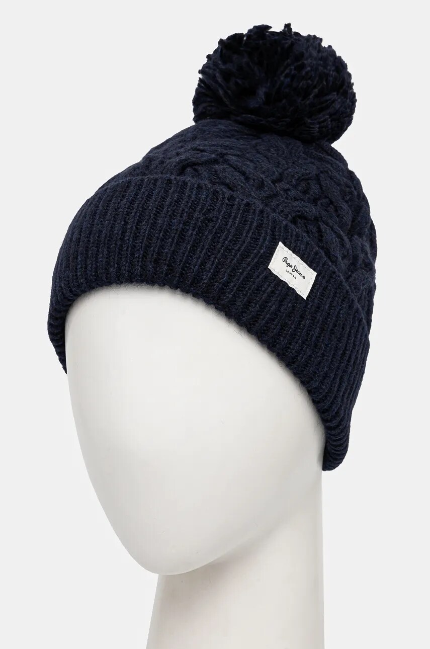 Шапка Pepe Jeans WALLIS HAT колір синій з товстого трикотажу PL040353
