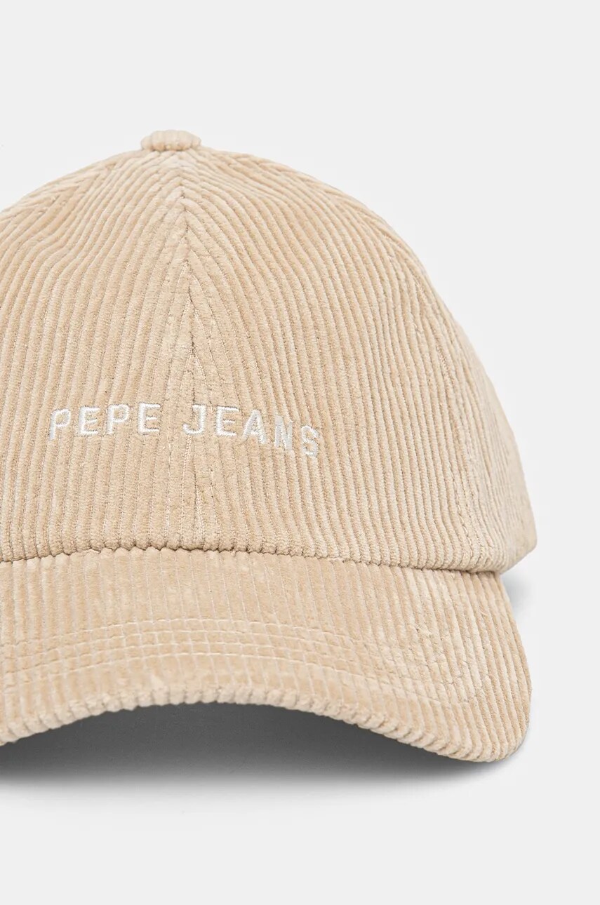 Вельветова кепка Pepe Jeans WYN колір бежевий однотонна PM040553