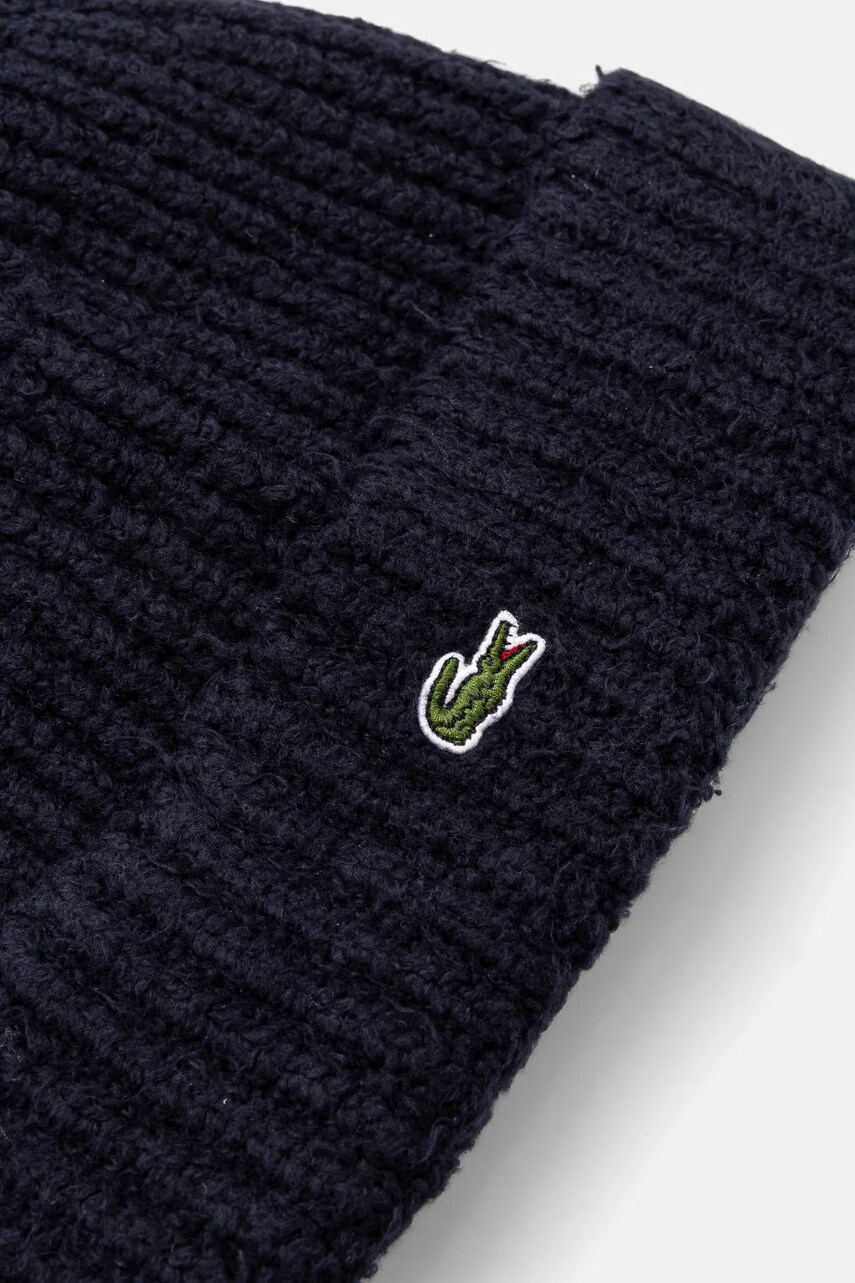 Шапка Lacoste колір синій з товстого трикотажу RB1050