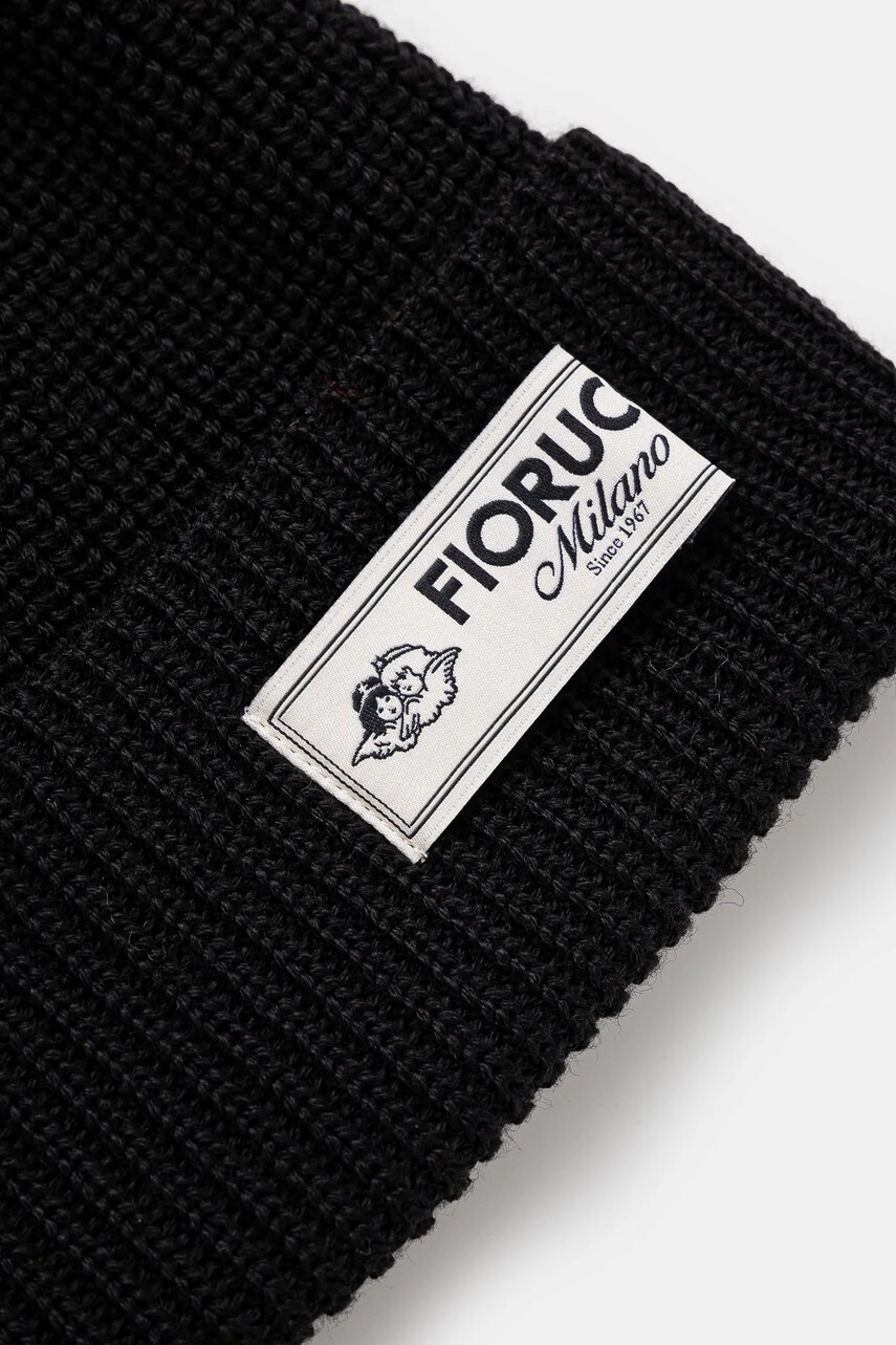 Шапка з домішкою вовни Fiorucci Knit Logo Beanie колір чорний вовна U01FPAHA216KN05BK01