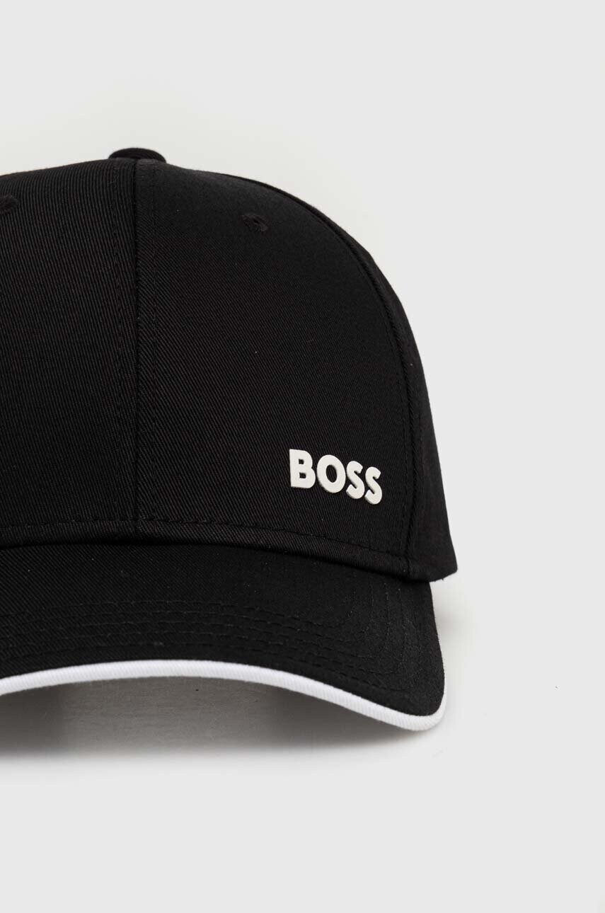 Бавовняна бейсболка Boss Green колір чорний з принтом 50519219