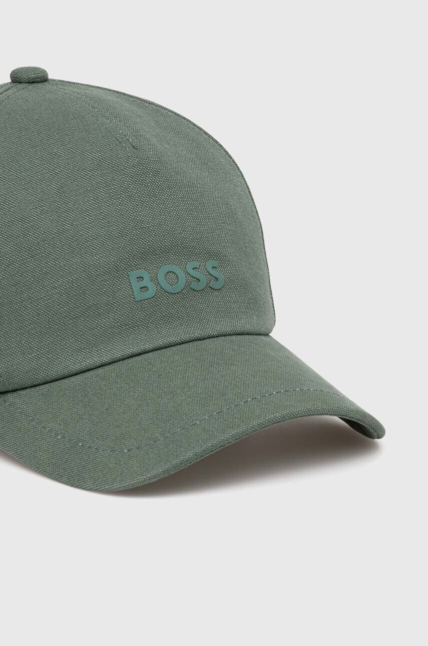 Бавовняна бейсболка Boss Orange колір зелений однотонна 50518788