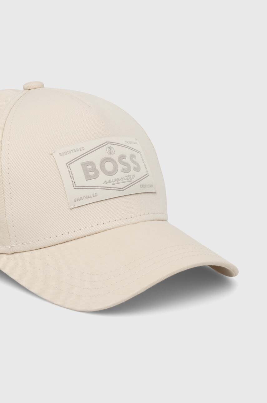 Бавовняна бейсболка BOSS колір бежевий з аплікацією 50518894