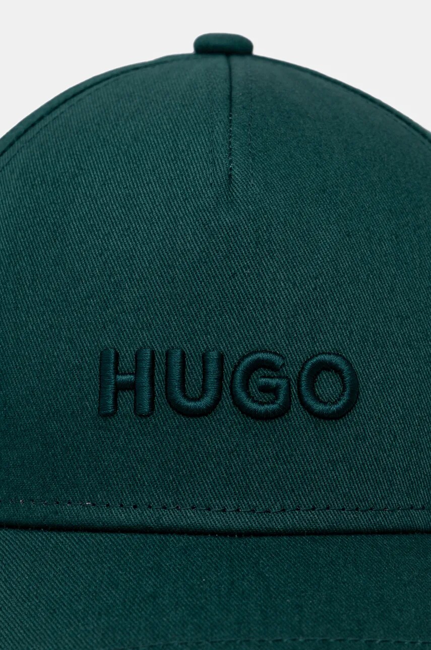 Бавовняна бейсболка HUGO колір зелений з аплікацією 50518901