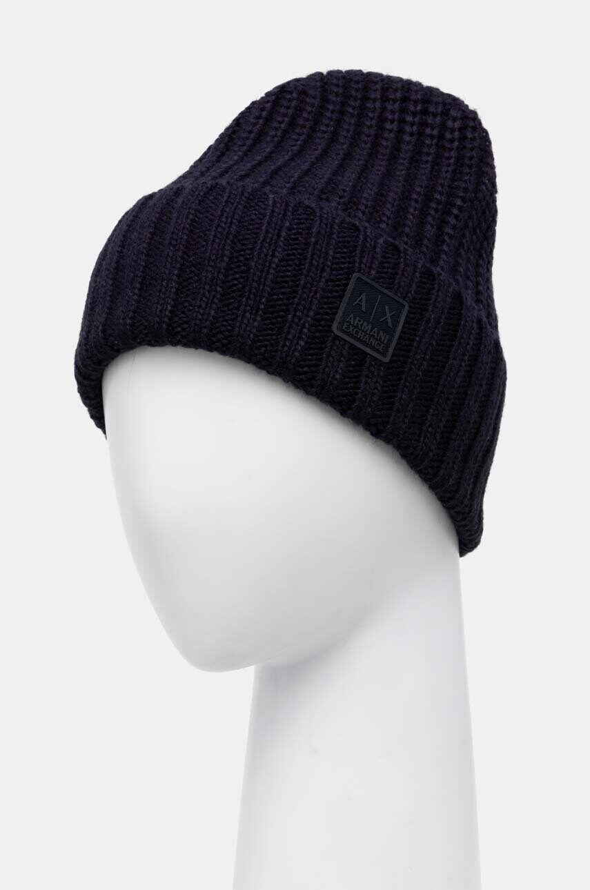 Шапка з домішкою вовни Armani Exchange колір синій  954662 4F302