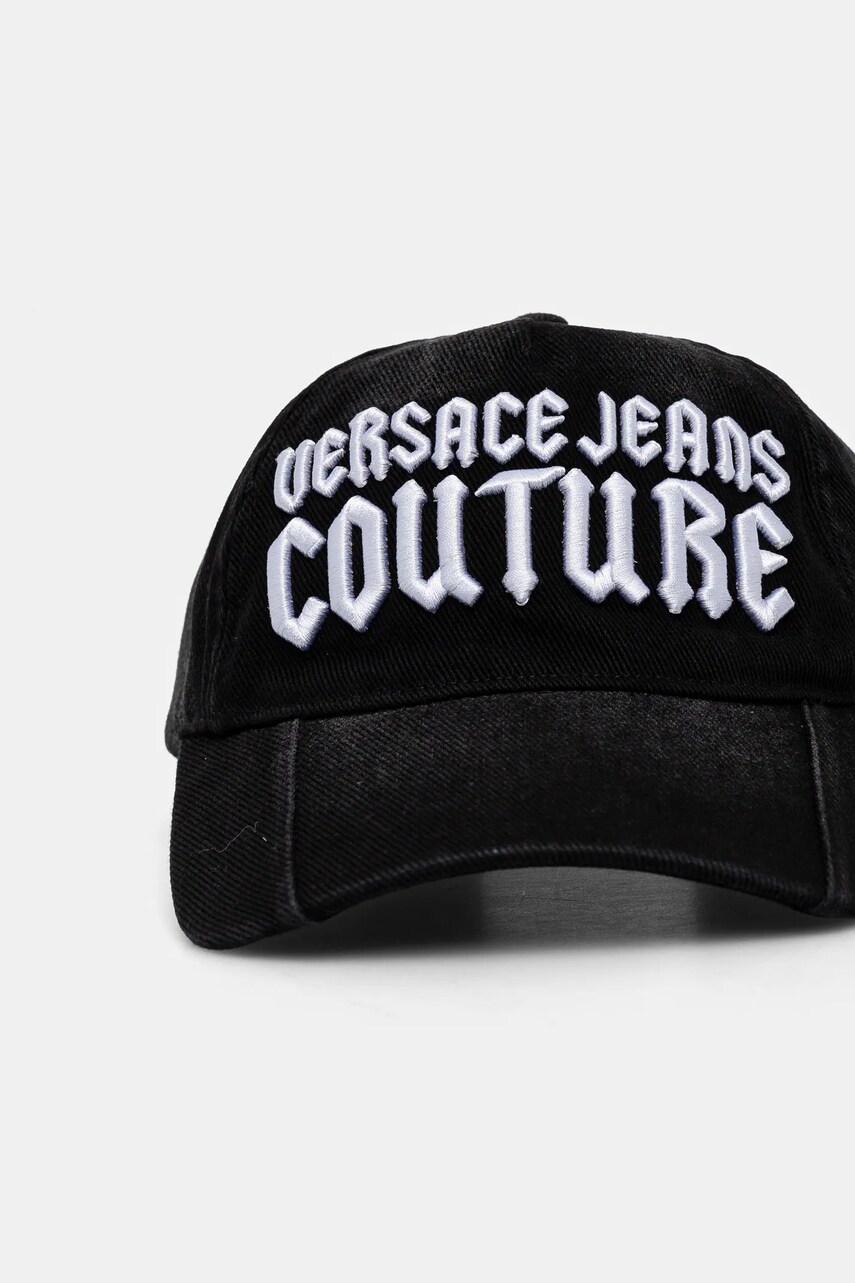 Джинсова кепка Versace Jeans Couture колір чорний з аплікацією 77GAZK56 ZG298