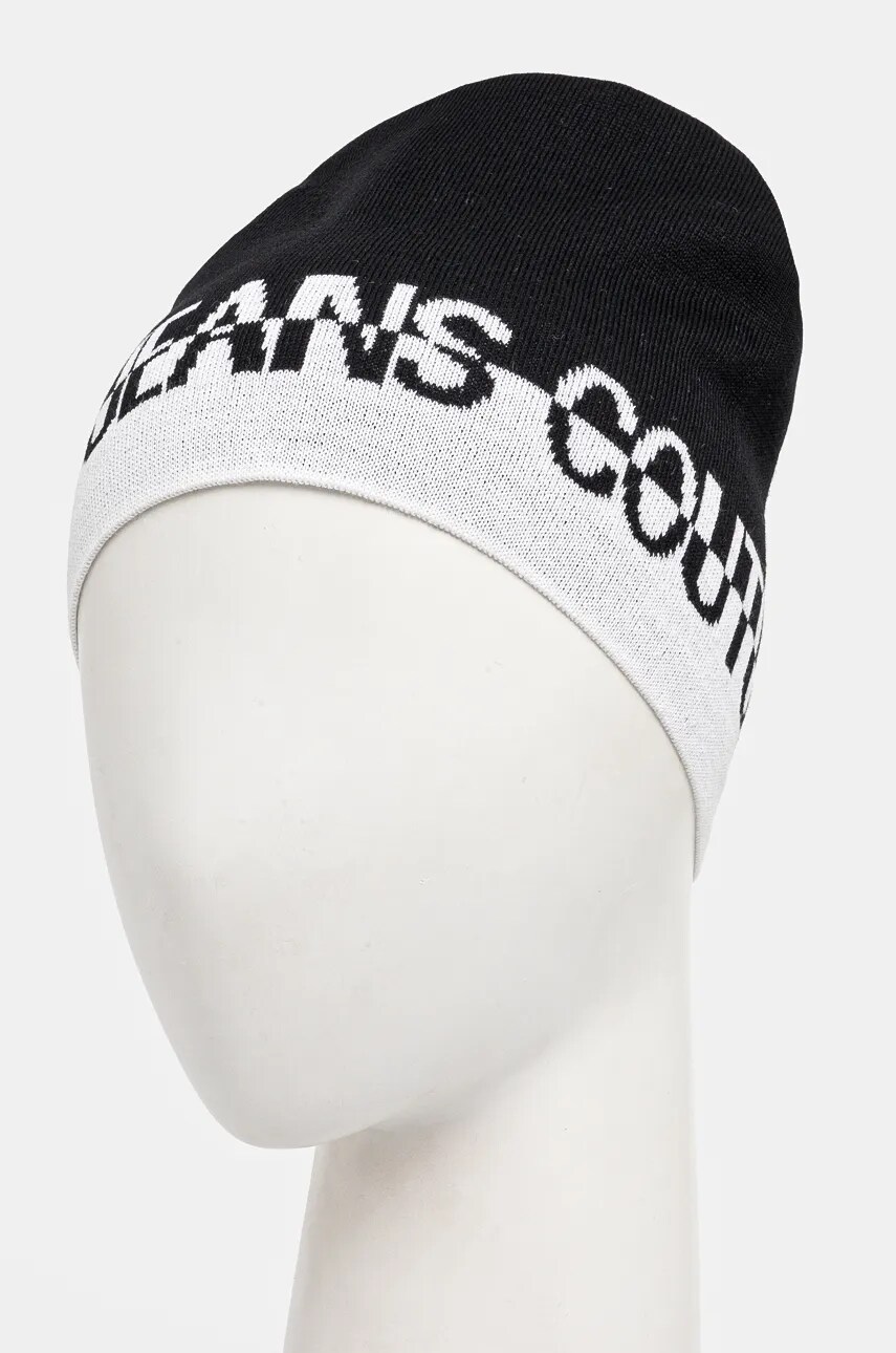Вовняна шапка Versace Jeans Couture колір чорний з тонкого трикотажу вовна 77GAZK57 ZG315