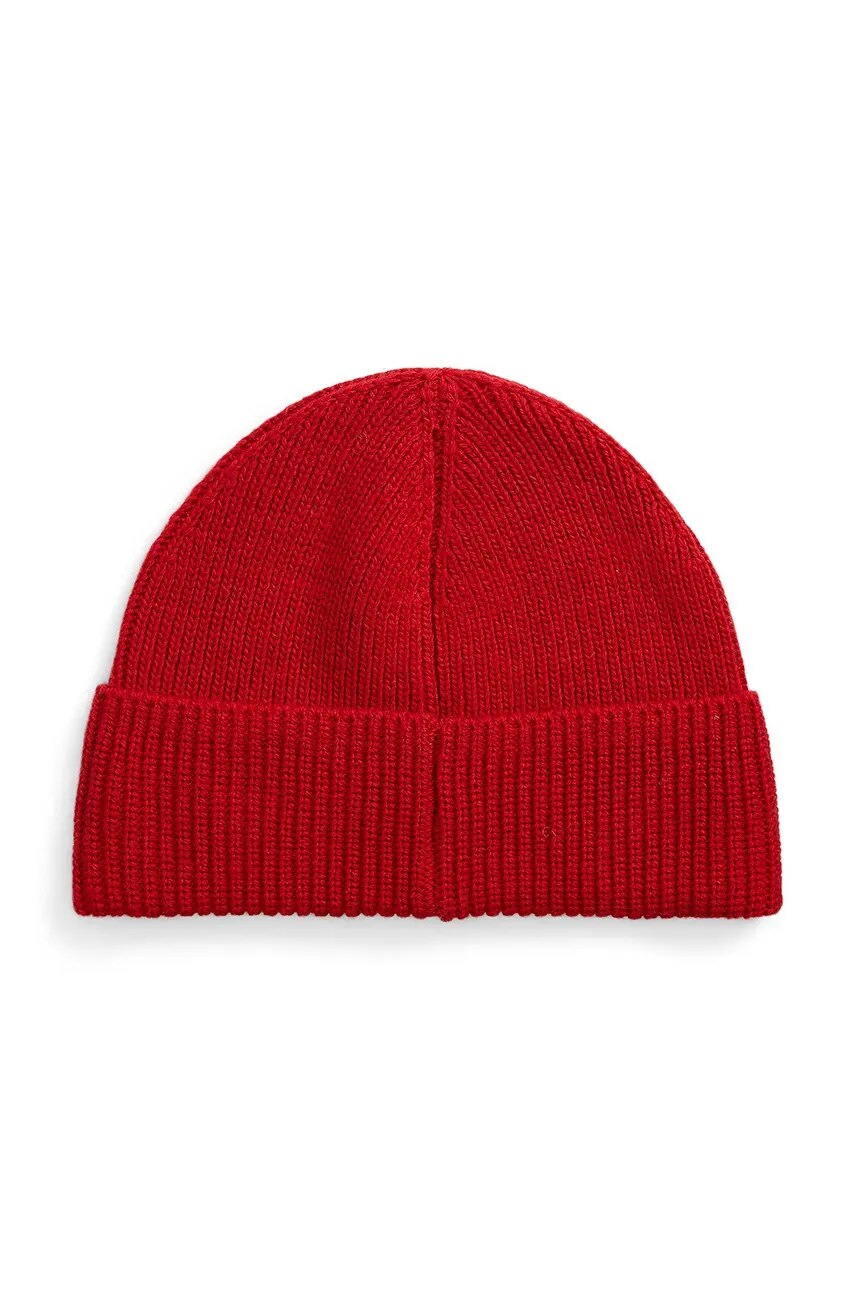 Шапка з домішкою вовни Polo Ralph Lauren колір червоний з товстого трикотажу 449959381