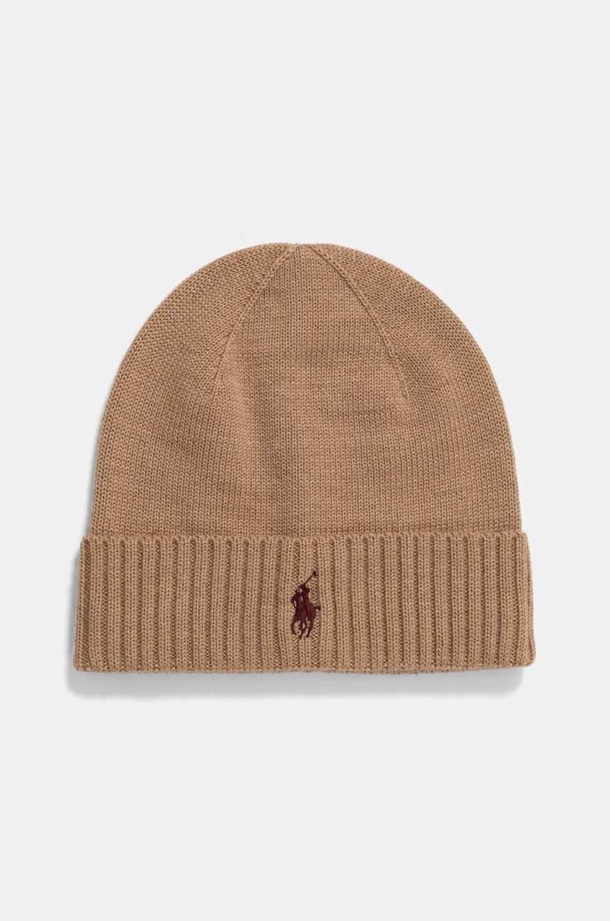 Шерстяна шапка і шарф Polo Ralph Lauren колір коричневий 710951146