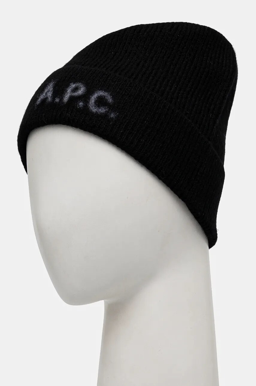 Вовняна шапка A.P.C. bonnet harry колір чорний вовна WVBDK.M25085