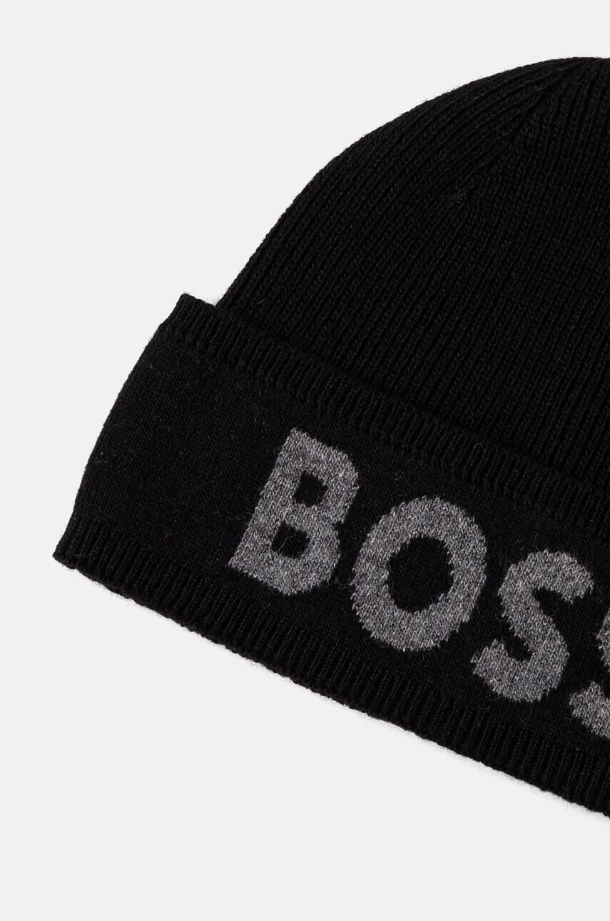 Шапка з домішкою вовни BOSS колір чорний з тонкого трикотажу 50524348