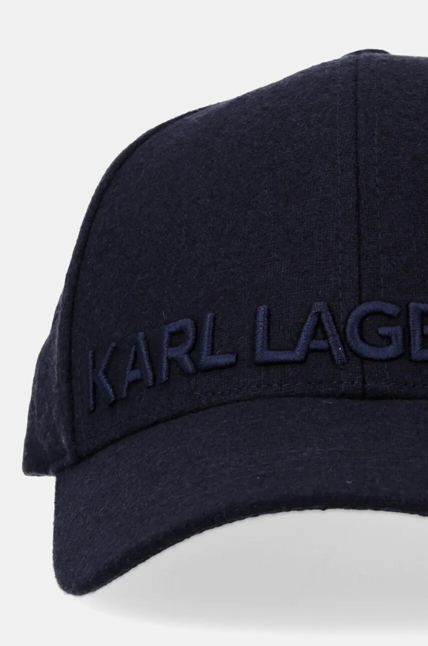 Вовняна кепка Karl Lagerfeld колір синій з аплікацією 544121.805614
