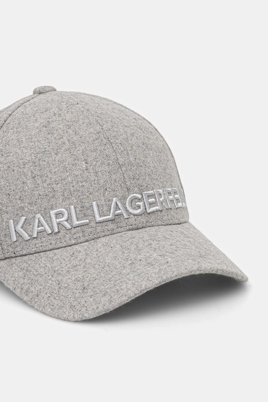 Вовняна кепка Karl Lagerfeld колір сірий з аплікацією 544121.805614