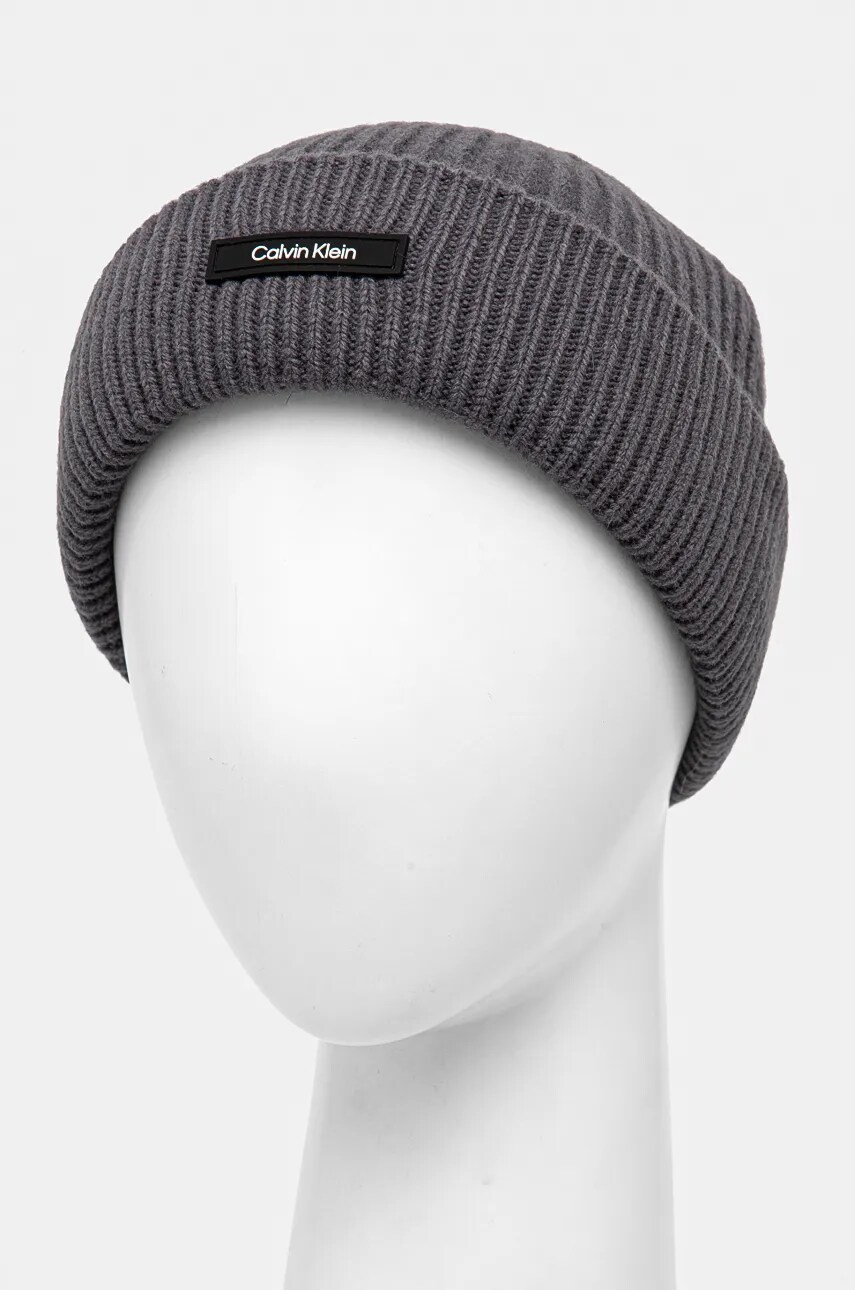 Вовняна шапка Calvin Klein колір сірий вовна K50K512360