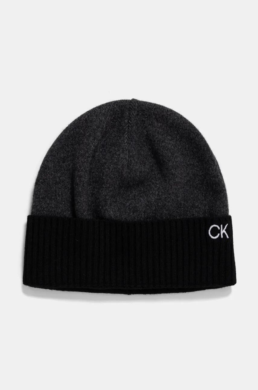 Шапка та шарф з домішкою вовни Calvin Klein колір чорний K50K512390
