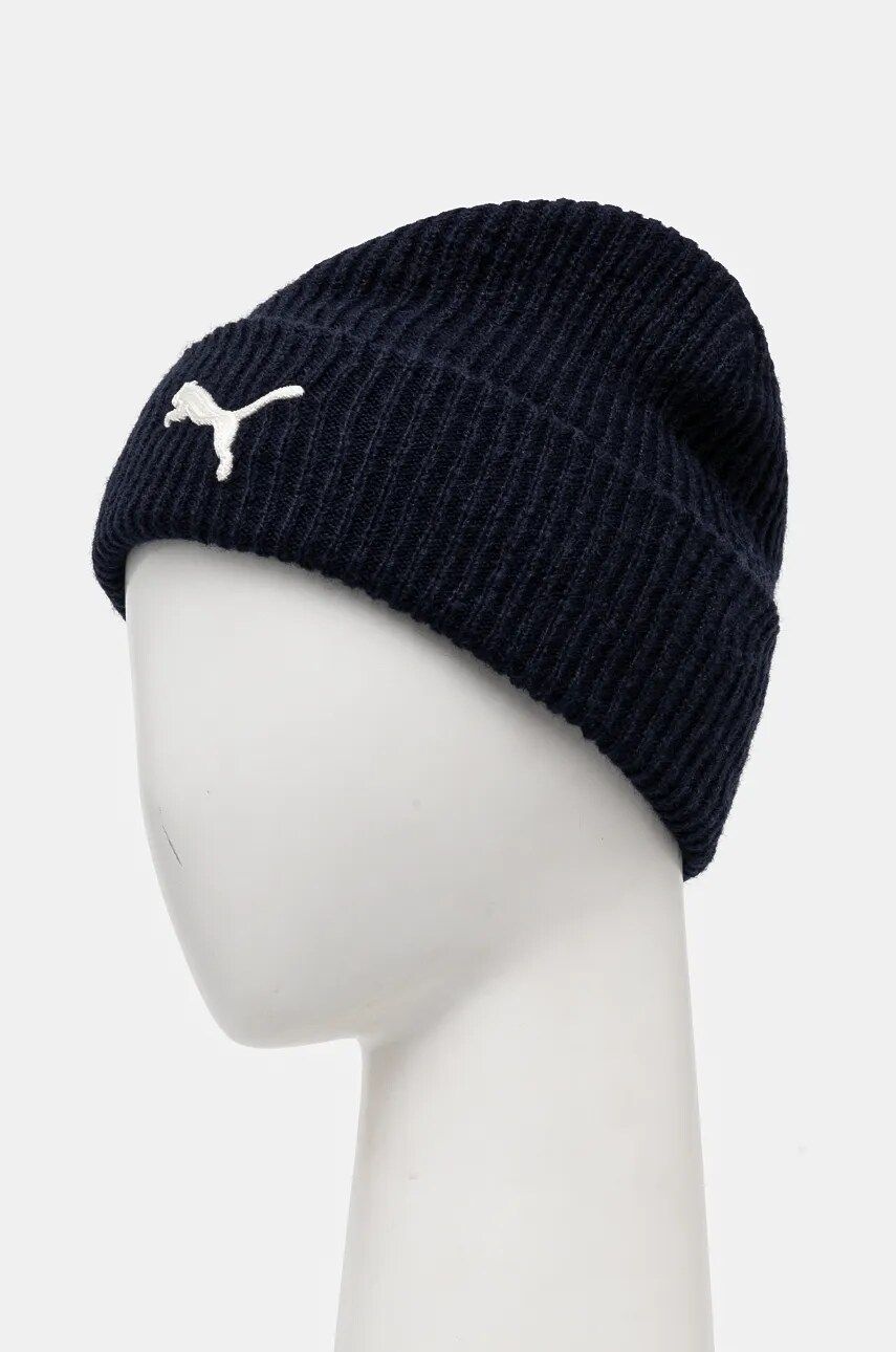 Шапка з домішкою вовни Puma колір чорний з товстого трикотажу 25495