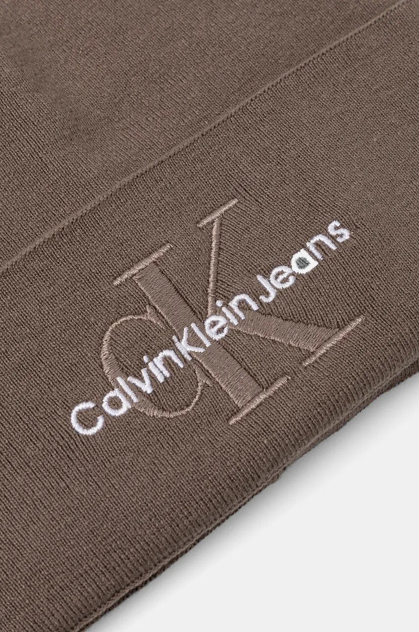 Бавовняна шапка Calvin Klein Jeans колір сірий з товстого трикотажу з бавовни K50K512460