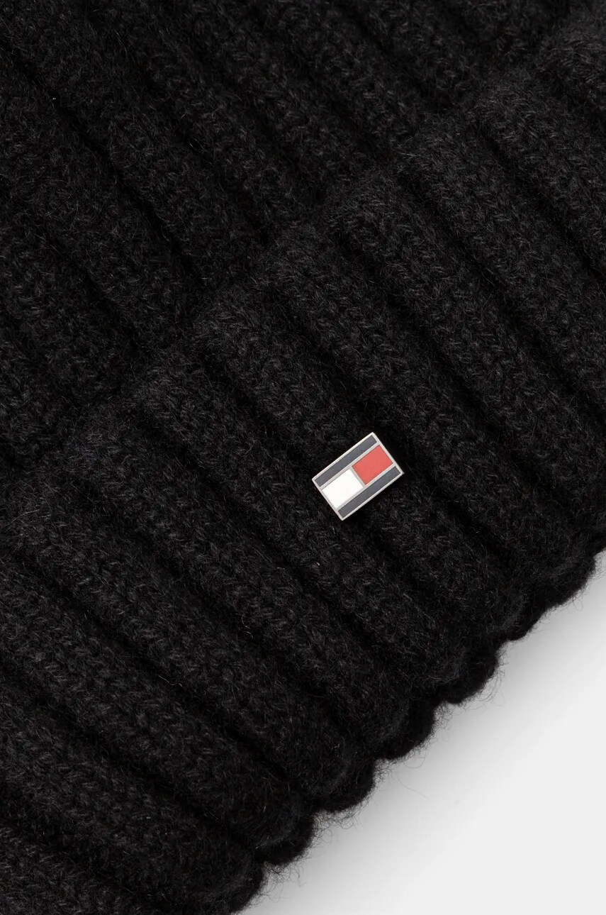 Вовняна шапка Tommy Hilfiger колір чорний вовна AM0AM12798