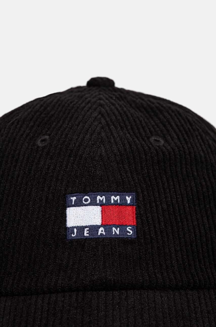 Вельветова кепка Tommy Jeans колір чорний з аплікацією AM0AM12636