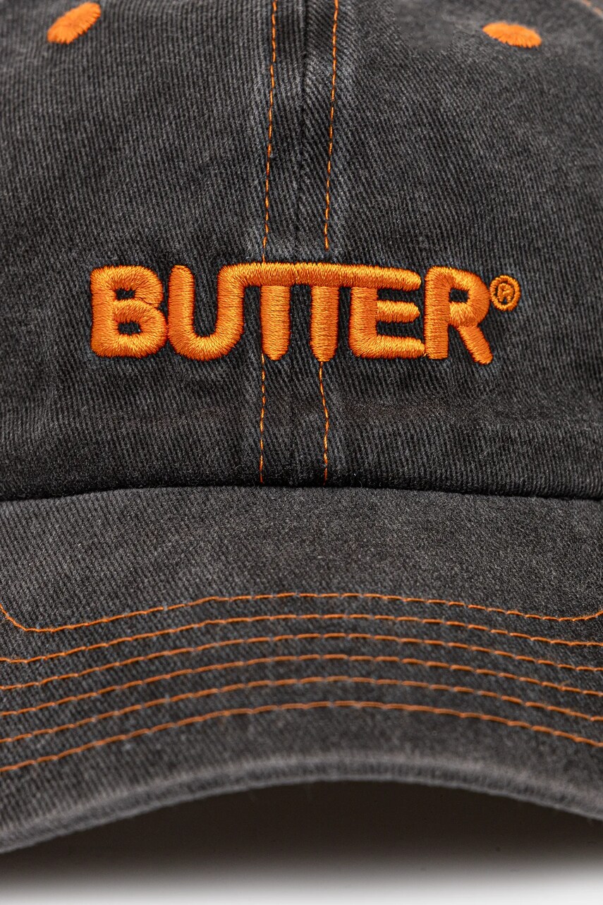 Джинсова кепка Butter Goods Rounded Logo 6 Panel Cap колір чорний з аплікацією BG243807