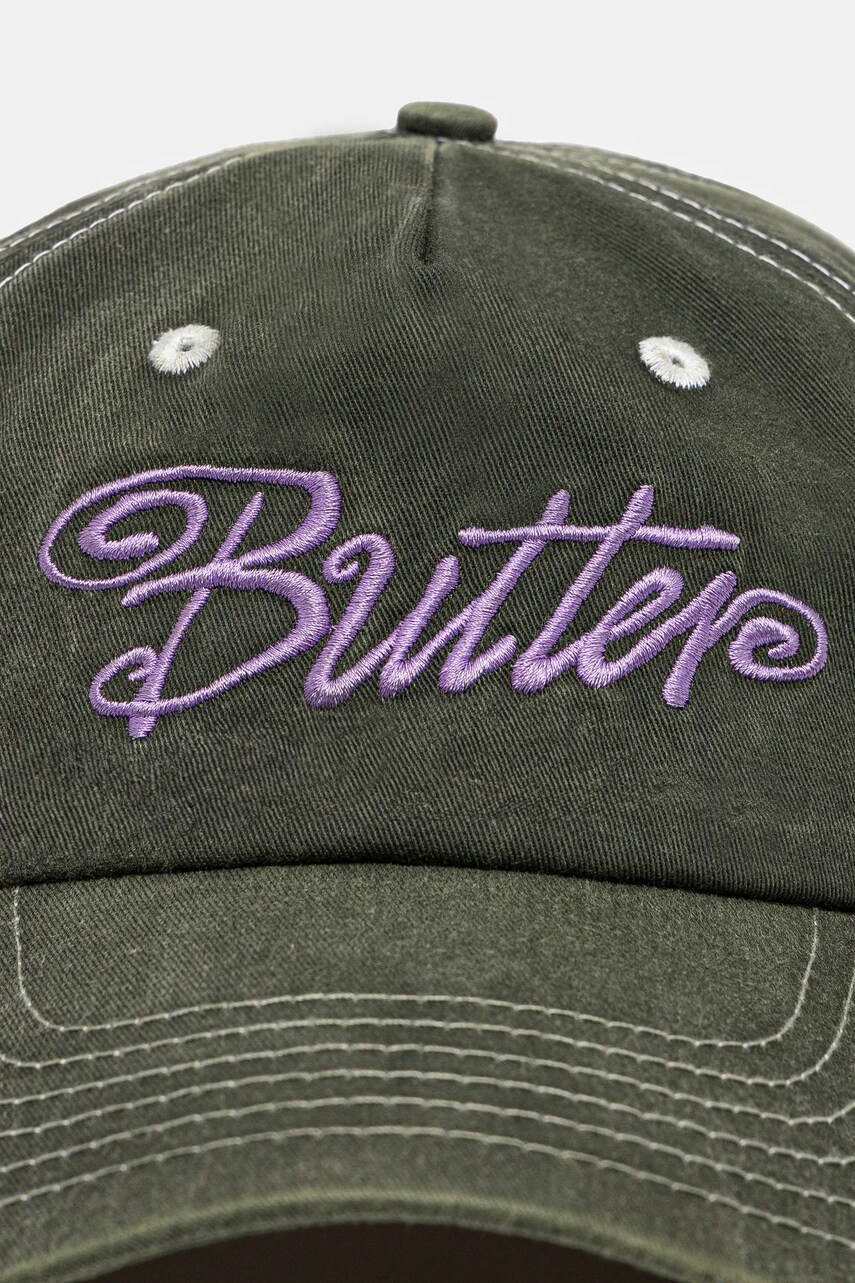 Бавовняна бейсболка Butter Goods Jive Pinch Front Cap колір зелений з аплікацією BG243803