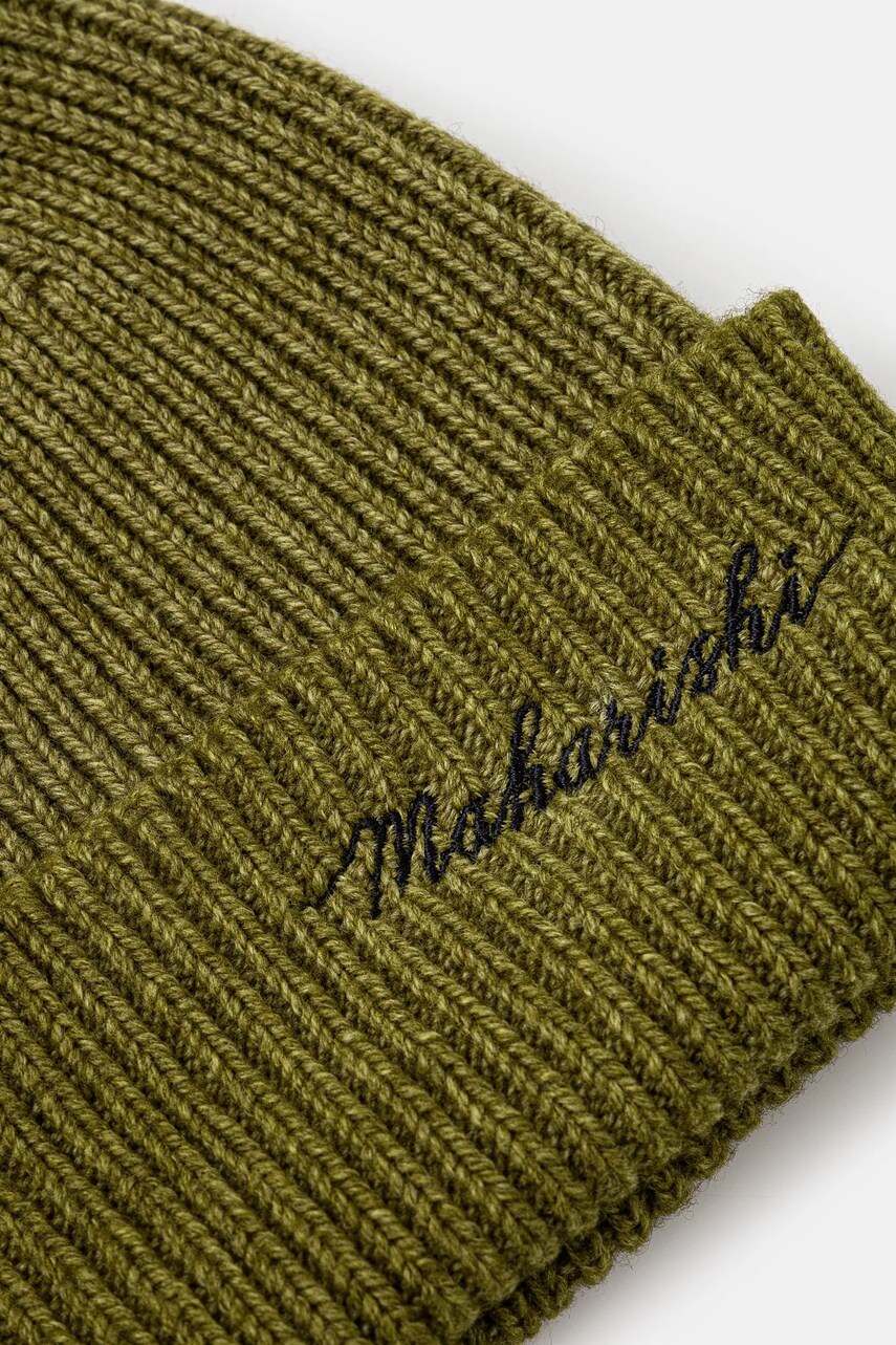 Вовняна шапка Maharishi Maharishi Embroidered Beanie колір зелений вовна 1368.OLIVE