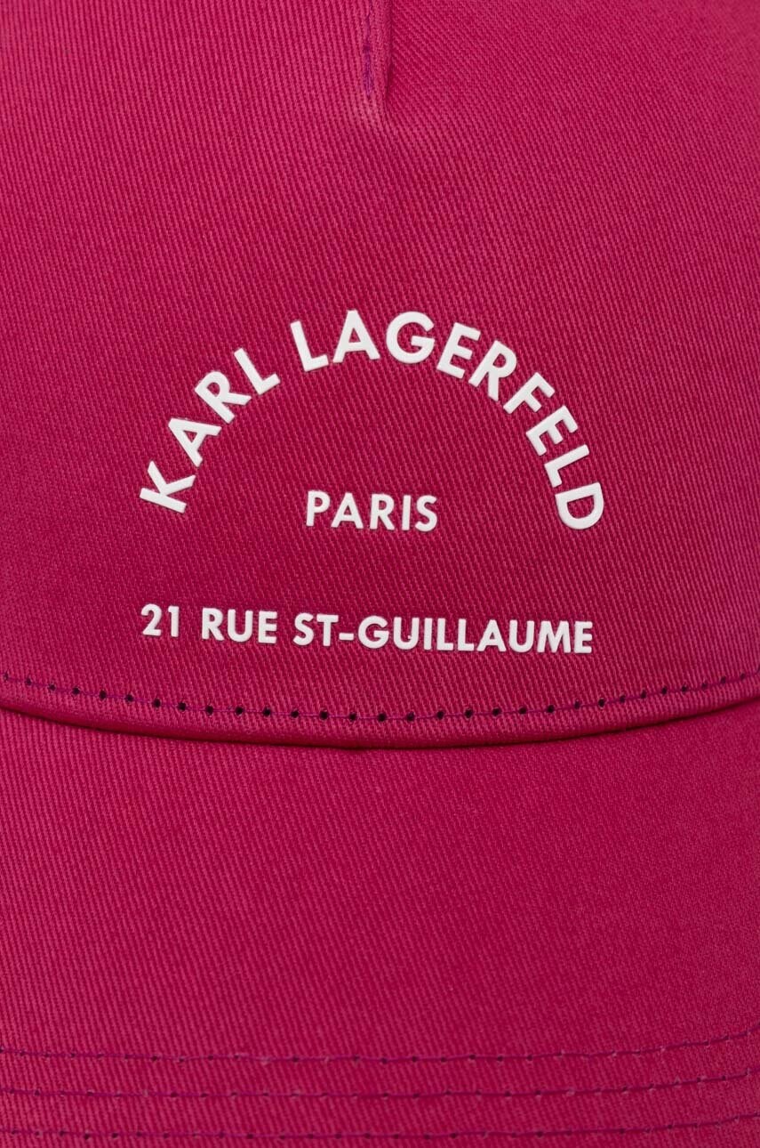 Бавовняна бейсболка Karl Lagerfeld колір рожевий з принтом 245W3407