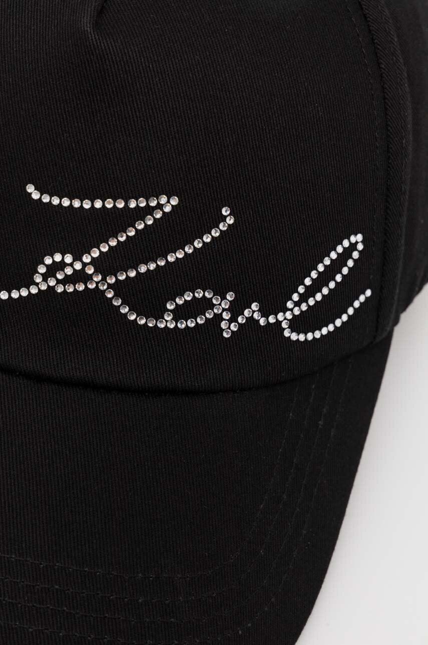 Бавовняна бейсболка Karl Lagerfeld колір чорний з аплікацією 245W3413