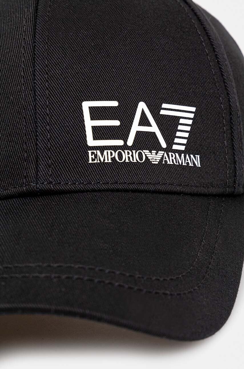 Бавовняна бейсболка EA7 Emporio Armani колір чорний з принтом AF11989.7X000005
