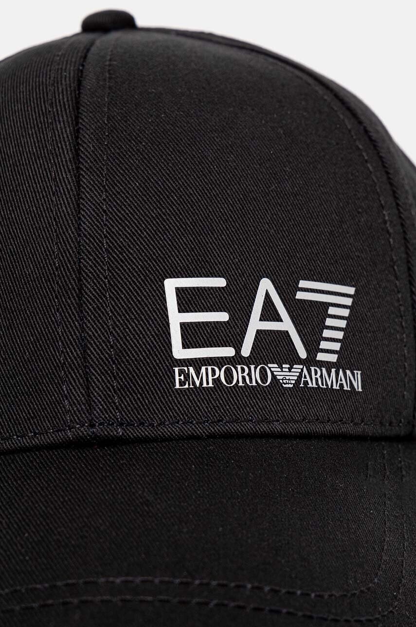 Бавовняна бейсболка EA7 Emporio Armani колір чорний з принтом AF11989.7X000005