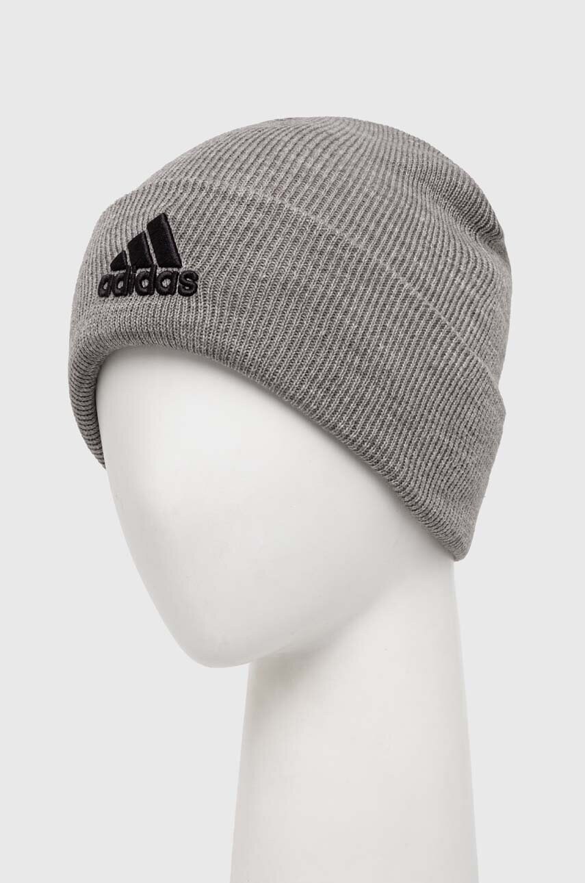 Шапка adidas колір сірий з товстого трикотажу IY7665