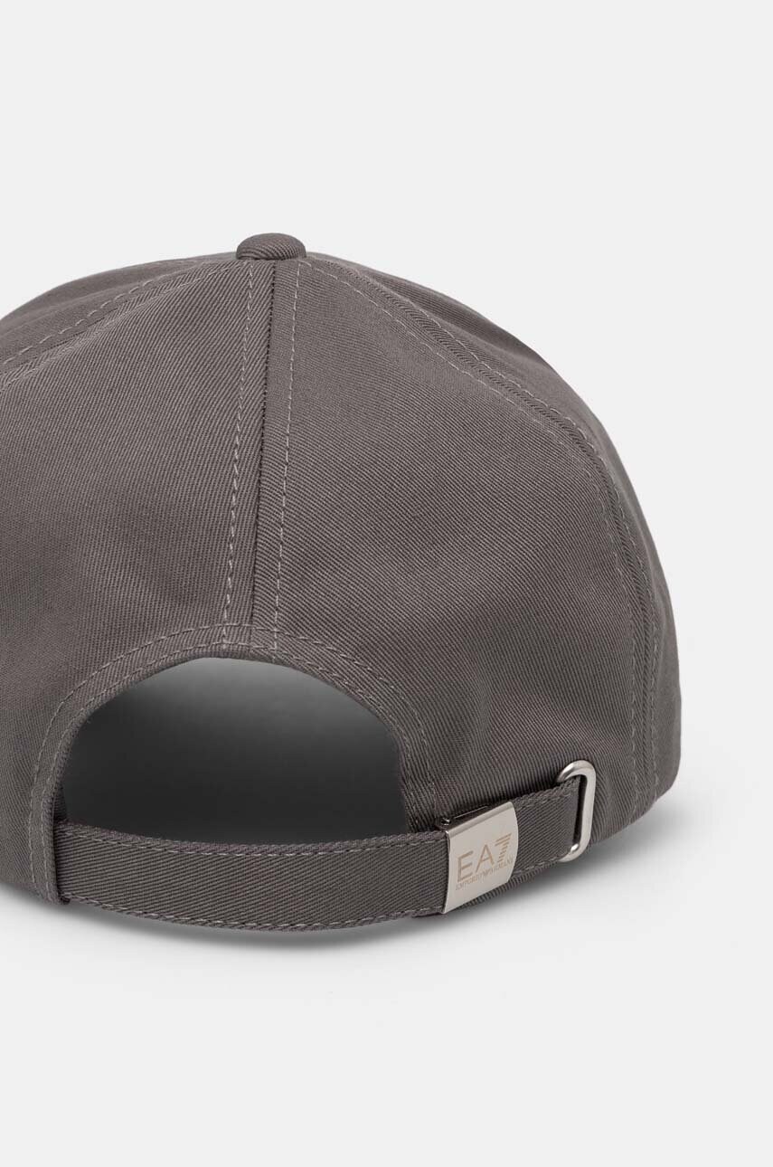 Бавовняна бейсболка EA7 Emporio Armani колір сірий з принтом AF11989.7X000005