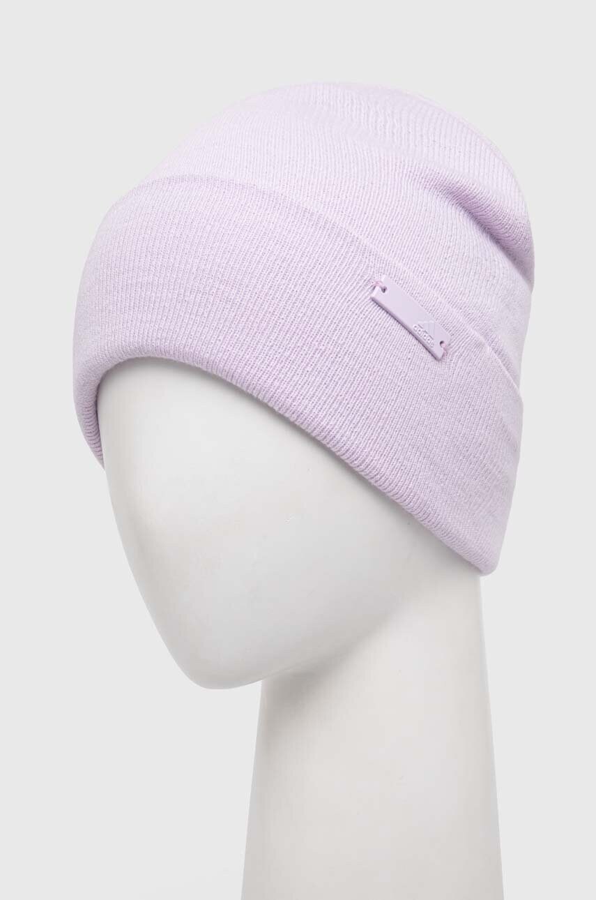 Шапка adidas колір фіолетовий з товстого трикотажу IY7827