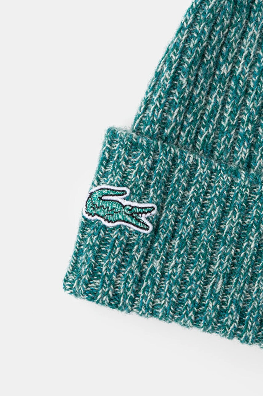 Вовняна шапка Lacoste колір зелений вовна RB4737